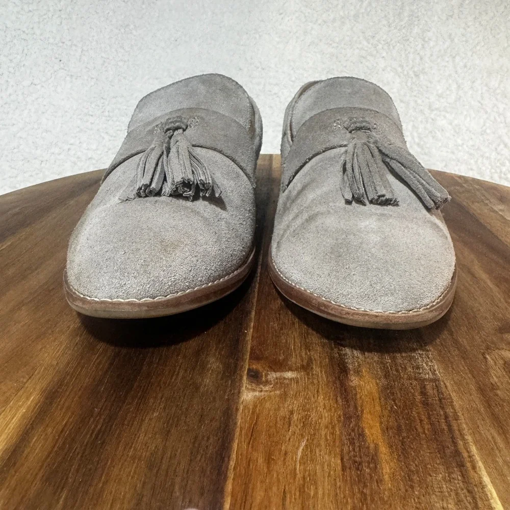 Franco Sarto Womens Grey Suede Tassel Loafers Slip On Flats Shoes Size 8.5M